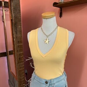 NEW! We The Free Peach V-Neck Ribbed Top